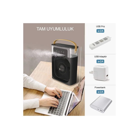 Taşınabilir Işıklı 5 Spreyli Vantilatör Buzlu Buharlı Vantilatör Mini Fan Nemlendirici - Lisinya Taşınabilir Işıklı 5 Spreyli Vantilatör Buzlu Buharlı Vantilatör Mini Fan Nemlendirici - Lisinya