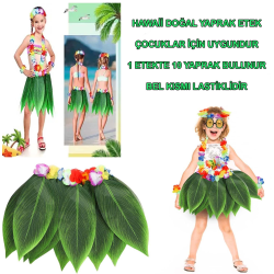 Tropikal Esintili Hawaii Yapraklı Parti Eteği Çocuk Boy - Lisinya
