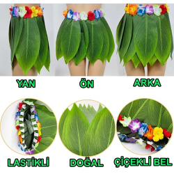 Tropikal Esintili Hawaii Yapraklı Parti Eteği Çocuk Boy - Lisinya