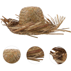 Tropikal Parti Naturel Hasır Hawaii Şapkası 13x36 Cm - Lisinya