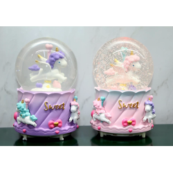 Unicorn İçi Dönmeli Püskürtmeli Işıklı Müzikli Kar Küresi Büyük Boy Alk3040 - Lisinya