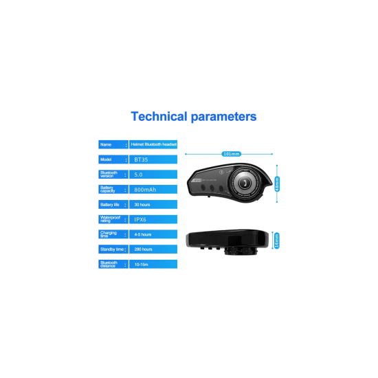 Bt35 Kask Kulaklık Bluetooth 5.0 Motosiklet Interkom Su Geçirmez Kablosuz Kulaklık - Lisinya Bt35 Kask Kulaklık Bluetooth 5.0 Motosiklet Interkom Su Geçirmez Kablosuz Kulaklık - Lisinya