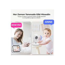 Gece Görüşlü Bebek Odası Kamera Sıcaklık Uyarısı Izleme Ekranı - Lisinya
