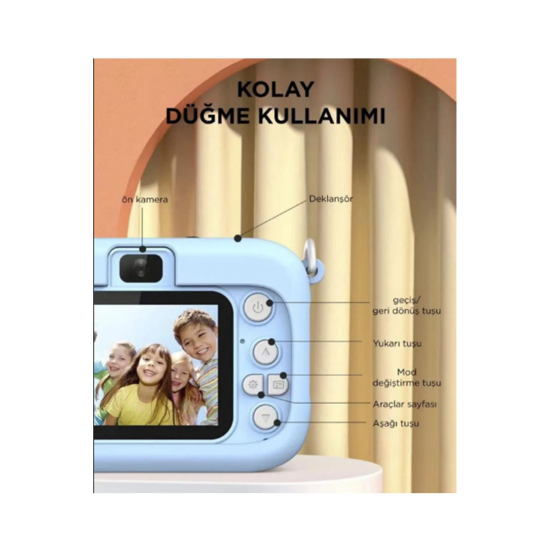 Mini 1080p Hd Çocuk Kamera Dijital Fotoğraf Makinesi 2.0 Inç Ekran 5 Adet Oyun Pembe - Lisinya
