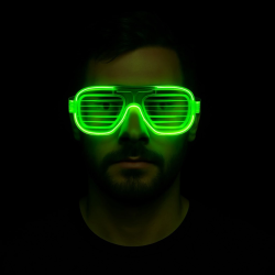 Yeşil Led Işıklı Parti Gözlüğü – Neon Glow Şerit Gözlük 3 Modlu - Lisinya