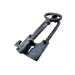 Antika Tarz Dekoratif Pirinç Anahtar Kapı Tokmağı, Taktak - 170x60mm, Oksit - Lisinya