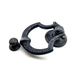 Antika Tarz Dekoratif Pirinç Dövme Kapı Tokmağı, Taktak - 150x105 Mm, Oksit - Lisinya