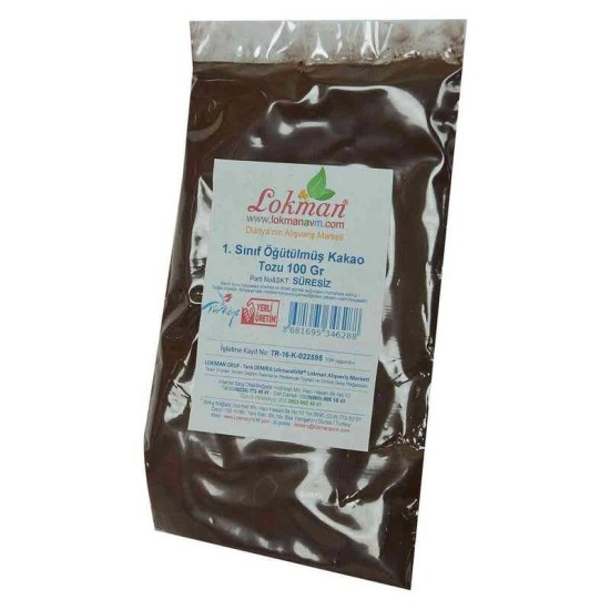 1. Sınıf Öğütülmüş Kakao Tozu 100 Gr Paket 1. Sınıf Öğütülmüş Kakao Tozu 100 Gr Paket