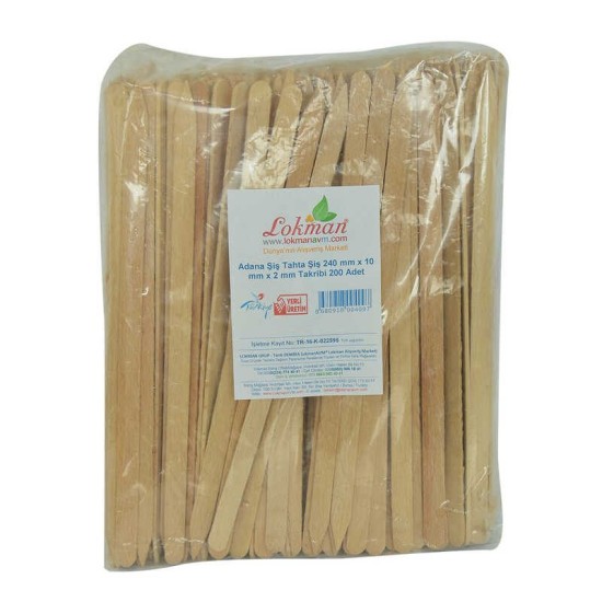 Adana Şiş Tahta Şiş 240 mm x 10 mm x 2 mm Takribi 200 Adet 1 Paket Adana Şiş Tahta Şiş 240 mm x 10 mm x 2 mm Takribi 200 Adet 1 Paket