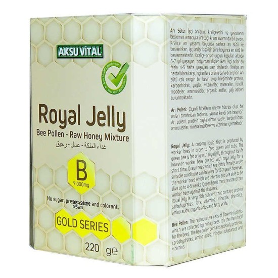 Arı Sütü Polen Bal Karışımı B 7.000 Mg Gold Seri 220 Gr Arı Sütü Polen Bal Karışımı B 7.000 Mg Gold Seri 220 Gr