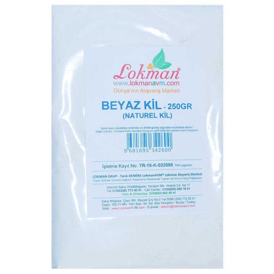 Beyaz Kil Öğütülmüş Doğal Saf Naturel 250 Gr Paket Beyaz Kil Öğütülmüş Doğal Saf Naturel 250 Gr Paket