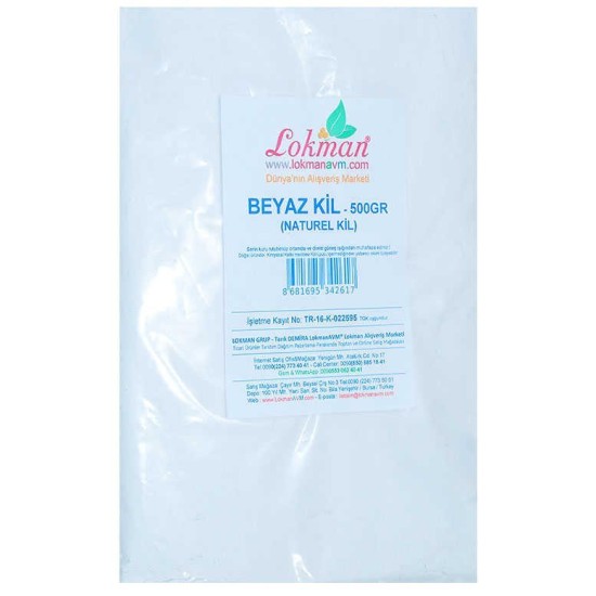 Beyaz Kil Öğütülmüş Doğal Saf Naturel 500 Gr Paket Beyaz Kil Öğütülmüş Doğal Saf Naturel 500 Gr Paket