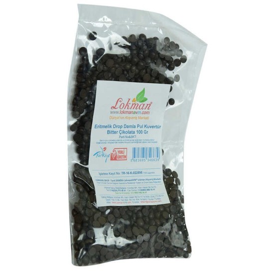Bitter Çikolata Eritmelik Drop Damla Pul Kuvertür 100 Gr Paket Bitter Çikolata Eritmelik Drop Damla Pul Kuvertür 100 Gr Paket