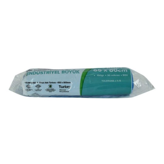 Çöp Torbası Büyük Boy 65x80Cm 150Gr 30Mikron 50Lt Mavi Rulo 10 Adet Çöp Torbası Büyük Boy 65x80Cm 150Gr 30Mikron 50Lt Mavi Rulo 10 Adet