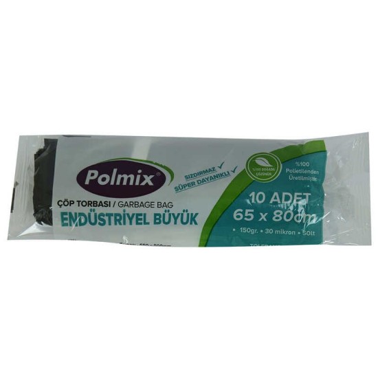 Çöp Torbası Büyük Boy 65x80Cm 150Gr 30Mikron 50Lt Siyah Rulo 10 Adet Çöp Torbası Büyük Boy 65x80Cm 150Gr 30Mikron 50Lt Siyah Rulo 10 Adet