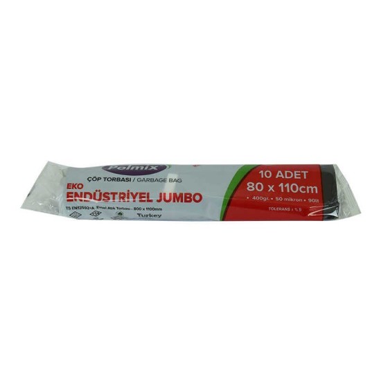 Çöp Torbası Jumbo Boy 80x110Cm 400Gr 50Mikron 90Lt Siyah Rulo 10 Adet Çöp Torbası Jumbo Boy 80x110Cm 400Gr 50Mikron 90Lt Siyah Rulo 10 Adet