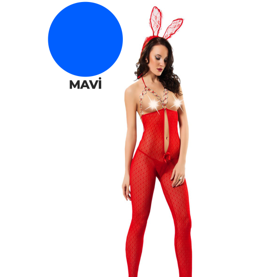 Mavi Zincirli Dantel Vücut Çorabı -1009 Mavi Zincirli Dantel Vücut Çorabı -1009