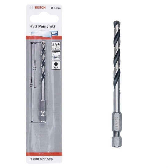 Pointteq Altıgen Şaftlı Hss Matkap Ucu 5 mm Pointteq Altıgen Şaftlı Hss Matkap Ucu 5 mm