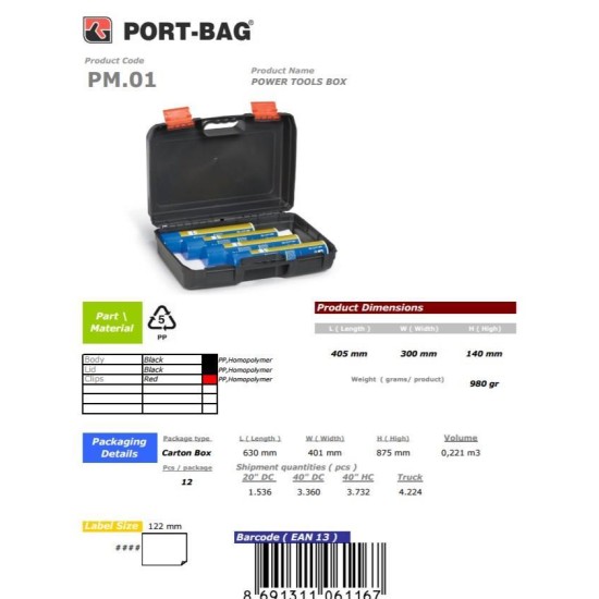 PortBag PM01 Matkap Çantası PortBag PM01 Matkap Çantası