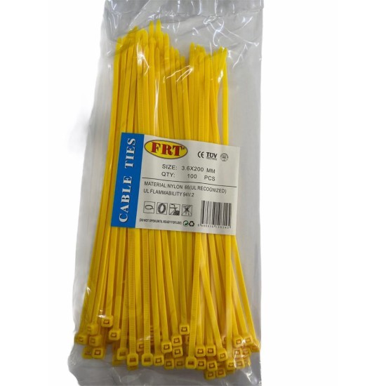 FRT Sarı 3,6X200 Kablo Bağı FRT Sarı 3,6X200 Kablo Bağı