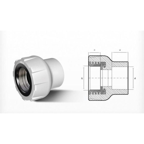 Ege Yıldız PPRC 25X1/2 Dişi Adaptör Gri Ege Yıldız PPRC 25X1/2 Dişi Adaptör Gri