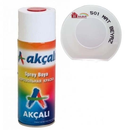 Akçalı Sprey Boya 400 ml 501 Mat Beyaz Akçalı Sprey Boya 400 ml 501 Mat Beyaz
