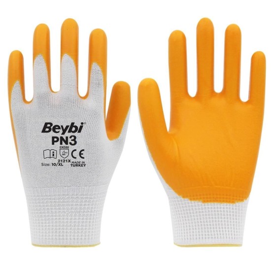 Beybi PN3 Nitril Sarı İş Eldiveni No:9 1 Çift Beybi PN3 Nitril Sarı İş Eldiveni No:9 1 Çift