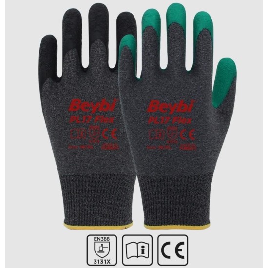 Beybi PL17 Flex Likralı İpten Örme Lateks Eldiven NO:9 Beybi PL17 Flex Likralı İpten Örme Lateks Eldiven NO:9