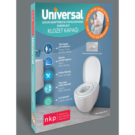 NKP Üniversal Çocuk Adaptörlü Yavaş Kapanır Klozet Kapağı NKP Üniversal Çocuk Adaptörlü Yavaş Kapanır Klozet Kapağı