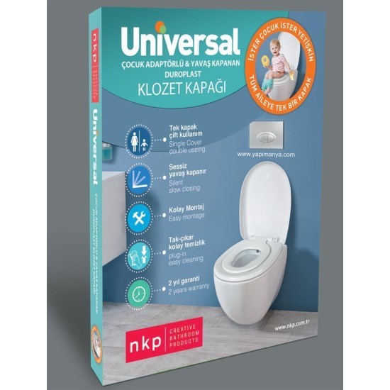 NKP Üniversal Çocuk Adaptörlü Yavaş Kapanır Klozet Kapağı NKP Üniversal Çocuk Adaptörlü Yavaş Kapanır Klozet Kapağı