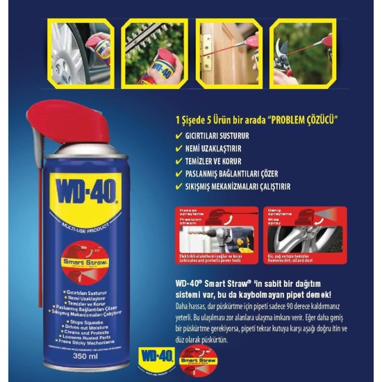 WD 40 Smart Straw Pas Sökücü Yağlayıcı 350 ml WD 40 Smart Straw Pas Sökücü Yağlayıcı 350 ml