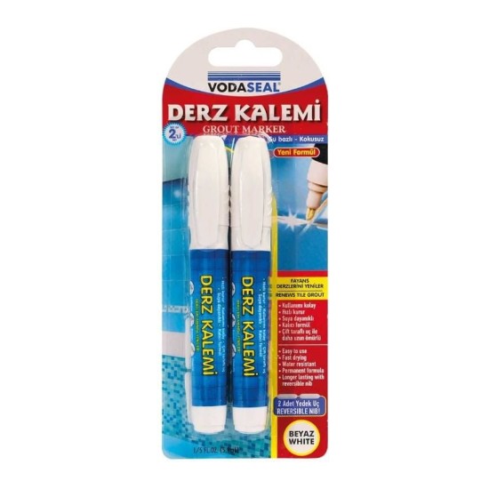 Çift Uçlu Su Bazlı Kokusuz Kalıcı Derz Kalemi Beyaz 2 Adet Çift Uçlu Su Bazlı Kokusuz Kalıcı Derz Kalemi Beyaz 2 Adet