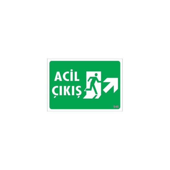 Acil Çıkış Uyarı Levhası 17,5x25 KOD: 946 Acil Çıkış Uyarı Levhası 17,5x25 KOD: 946