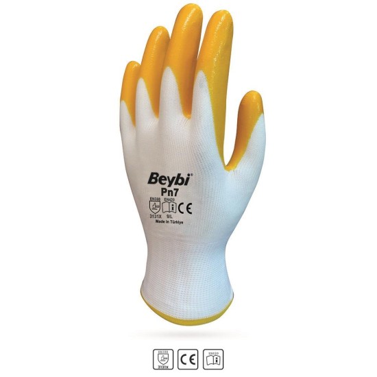 Beybi PN7 No:10 Sarı Nitril Eldiven Beybi PN7 No:10 Sarı Nitril Eldiven