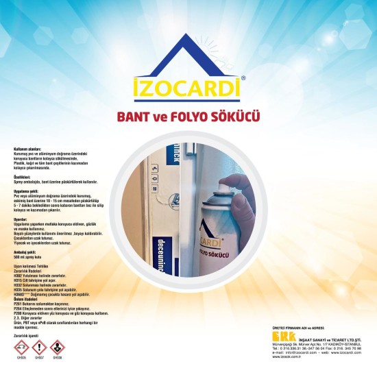 İzocardi Etiket Folyo ve Bant Sökücü Sprey 500 ml İzocardi Etiket Folyo ve Bant Sökücü Sprey 500 ml