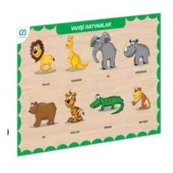 Ahşap Vahşi Hayvanlar Eğitici Set