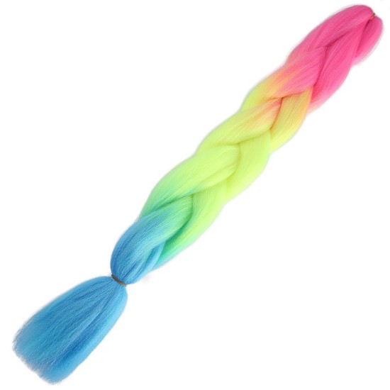 Afrika Örgülük Ombreli Sentetik Saç 100 Gr. / Fuşya / Neon Sarı / Açık Mavi Afrika Örgülük Ombreli Sentetik Saç 100 Gr. / Fuşya / Neon Sarı / Açık Mavi