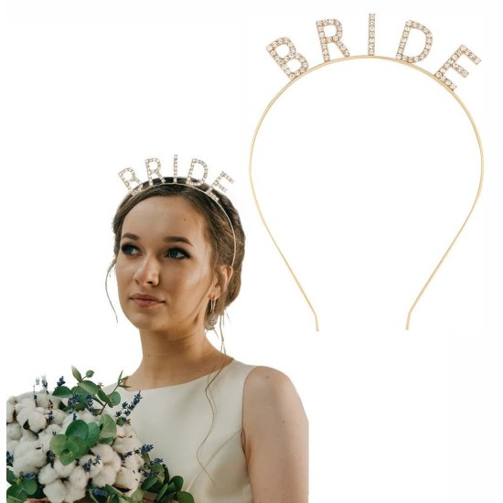 Altın Gold Renk Bekarlığa Veda Kristal Taş Bride Tacı İthal 16x10 cm Altın Gold Renk Bekarlığa Veda Kristal Taş Bride Tacı İthal 16x10 cm