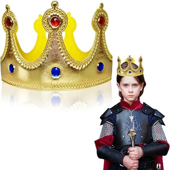 Altın Renk Eva Malzemeden İmal Çocuk Kral Tacı 57 cm Altın Renk Eva Malzemeden İmal Çocuk Kral Tacı 57 cm