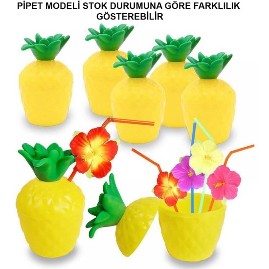 Ananas Hawaii Luau ha Pipetli İçecek Kabı Bardak 10x13 cm 1 Adet Ananas Hawaii Luau ha Pipetli İçecek Kabı Bardak 10x13 cm 1 Adet