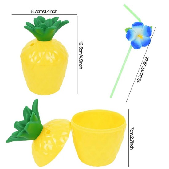 Ananas Hawaii Luau ha Pipetli İçecek Kabı Bardak 10x13 cm 1 Adet Ananas Hawaii Luau ha Pipetli İçecek Kabı Bardak 10x13 cm 1 Adet