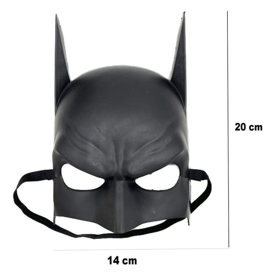 Siyah Renk Çocuk Boy Arkadan Lastikli Batman Maskesi A Kalite 20x14 cm Siyah Renk Çocuk Boy Arkadan Lastikli Batman Maskesi A Kalite 20x14 cm