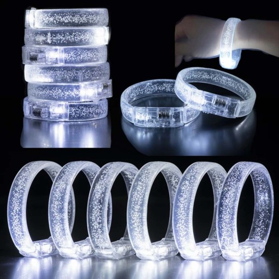 Beyaz-Gümüş Led Işıklı Baskı Yapılabilen Pilli Bileklik Bilezik 1,5 cm Genişlik Beyaz-Gümüş Led Işıklı Baskı Yapılabilen Pilli Bileklik Bilezik 1,5 cm Genişlik