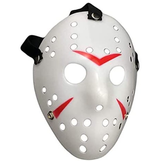 Beyaz Renk Kırmızı Çizgili Tam Yüz Hokey Jason Maskesi Hannibal Maskesi Beyaz Renk Kırmızı Çizgili Tam Yüz Hokey Jason Maskesi Hannibal Maskesi