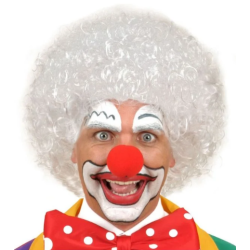 Beyaz Renk Kıvırcık Afro Bonus Peruk Saç ve Kırmızı Sünger B Seti
