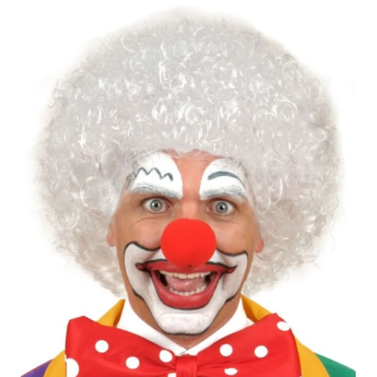 Beyaz Renk Kıvırcık Afro Bonus Peruk Saç ve Kırmızı Sünger B Seti Beyaz Renk Kıvırcık Afro Bonus Peruk Saç ve Kırmızı Sünger B Seti