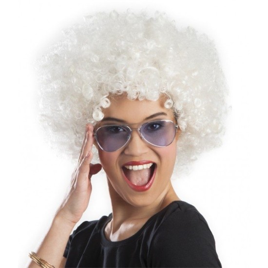 Beyaz Renk Kıvırcık Afro Bonus Peruk Beyaz Renk Kıvırcık Afro Bonus Peruk