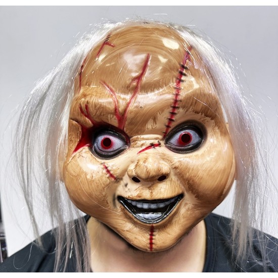 Beyaz Saçlı Çaki Maskesi Chucky Maskesi Yetişkin Çocuk Uyumlu Beyaz Saçlı Çaki Maskesi Chucky Maskesi Yetişkin Çocuk Uyumlu