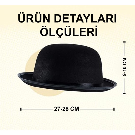 Charlie Chaplin Stil Çocuk Şapkası – Siyaelon Parti Şapkası Charlie Chaplin Stil Çocuk Şapkası – Siyaelon Parti Şapkası