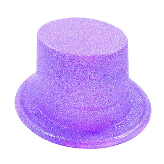 Floresan Mor Renk Simli Uzun Fötr Melon Şapka 12 cm Floresan Mor Renk Simli Uzun Fötr Melon Şapka 12 cm